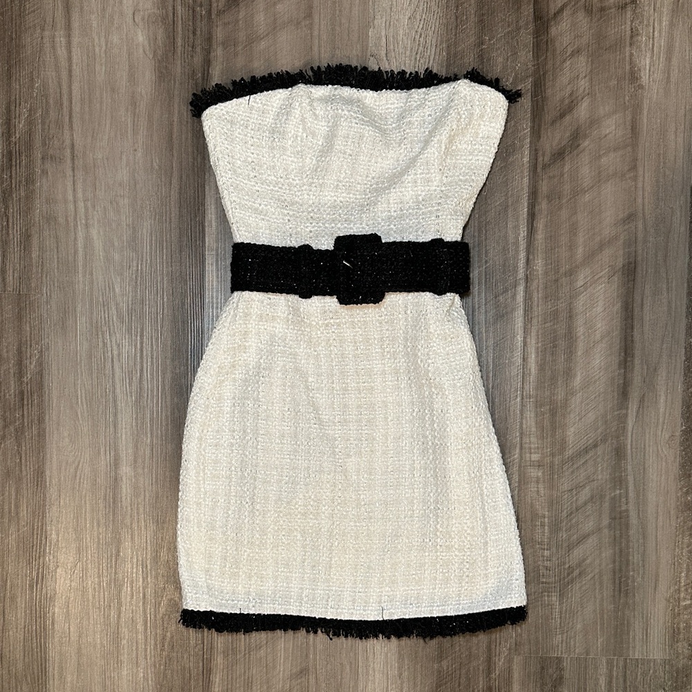 Meshki Strapless Dress in White and Black